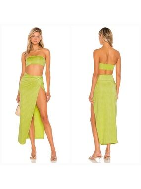 Revolve Superdown Karolyna Maxi Skirt in Citron size M NWT chic vacation beach